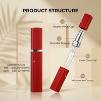 Atomiseur de parfum portable en aluminium vide personnalisé de 8 ml et 10 ml, flacon de parfum de poche rechargeable à brume fine - MOQ 5000 pièces