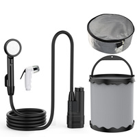 Douche de camping portable rechargeable par USB, pompe de douche extérieure étanche IPX8, débit de 2,5-3,5 L/min, tuyau de 1,8 m pour les voyages, la randonnée et la voiture