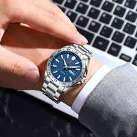 POEDAGAR 683 reloj de negocios superior de acero inoxidable semana fecha reloj de lujo para hombres relojes de cuarzo de moda luminosos impermeables para hombres