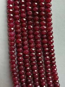 Collar de cuentas de jade natural de alta calidad, color rojo, 4 mm, facetadas, tipo rondel, listo para usar, para niñas. - Product Image 4