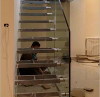 Escalier en bois avec marches en verre, poutre antidérapante, hauteur réglable, gain de place, escalier intérieur pour la rénovation de la maison