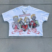 Fabricants sur mesure de votre propre marque, t-shirt imprimé sur toute la surface, 100% coton, coupe ample et courte, impression sérigraphique