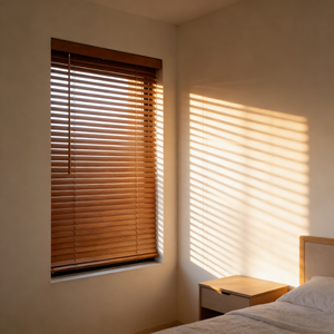 ستائر خشبية فينيسية مدمجة لاسلكية صديقة للبيئة مصنوعة يدويًا من الخشب الطبيعي بسيطة وعازلة للأشعة فوق البنفسجية قابلة للتخصيص لمعالجة النوافذ - Product Image 2