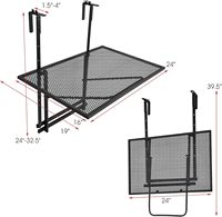 Table pliante extérieure peu encombrante Table de service de bar suspendue à cadre en métal épais 2.4 pour balcon, garde-corps, patio