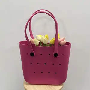 2024 New Trend with Croc Charms Silicone Beach Bag Large Silicone Tote Rubber Silicone Tote Bag for Women PVC Croc Bag