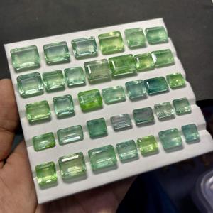 Piedras preciosas facetadas de fluorita verde en forma de octágono para la fabricación de joyería, precio al por mayor. - Product Image 3