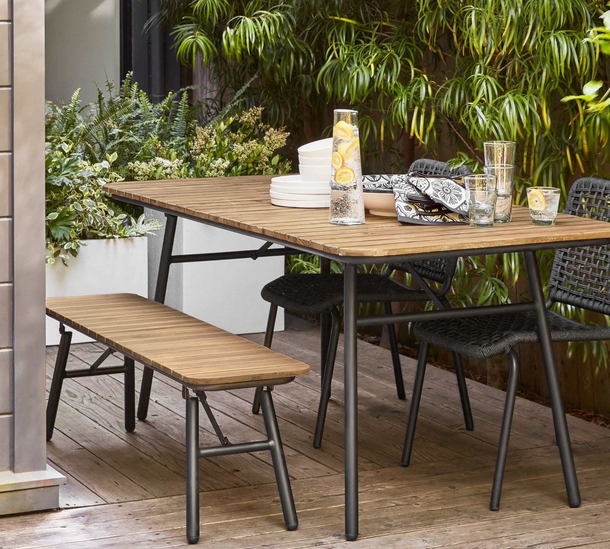 High Quality  Garden Furniture Wood  Folding Outdoor Dining Bench with Aluminum Frame