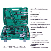 Kit de réparation automobile Robustworks TQ-4656, ensemble d'outils à main de 121 pièces avec clés mixtes en acier inoxydable, coffret rigide et support OEM