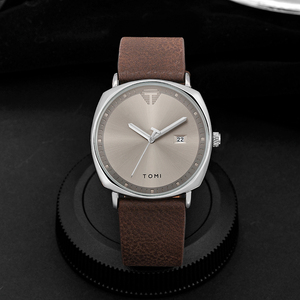Montre pour homme TOMI, montre de sport minimaliste, calendrier, cuir, décontractée, quartz - Product Image 2