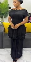 Robe plissée Miyake unie haut de gamme, coupe ample, grande taille, avec détails nœud