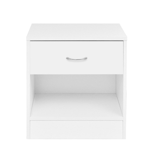 <span class=keywords><strong>Mesita</strong></span> de <span class=keywords><strong>Noche</strong></span> Pequeña de Madera Blanca Rústica Moderna, Mueble de Dormitorio, Mesa Auxiliar Alta con Dos Cajones, Panel Multiusos Ecológico - Product Image 1