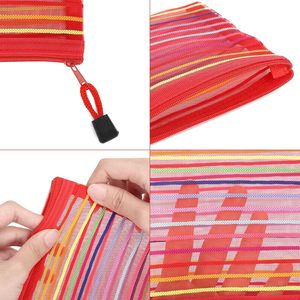 <span class=keywords><strong>A4</strong></span> <span class=keywords><strong>A5</strong></span> A6 borsa per documenti leggera e resistente borsa portatile in rete di Nylon con cerniera cartella di plastica colorata in rete - Product Image 3