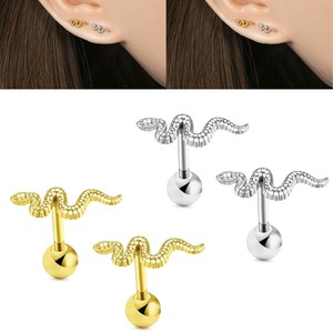Boucles d'oreilles clous en acier inoxydable plaqué or, forme insecte, pierres de zircon serties griffes, unisexe, tendance, pour fêtes et mariages - Product Image 2
