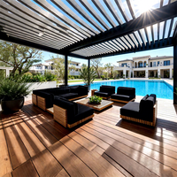 Pergola bioclimatique motorisée moderne certifiée CE, sur mesure, imperméable, en aluminium, avec toit à lames, pour jardin extérieur