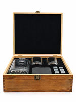 Ensemble de carafe à whisky haut de gamme avec 2 verres, 6 pierres à whisky, sous-verre en ardoise et coffret cadeau en bois, logo personnalisé, cadeaux de barware pour hommes