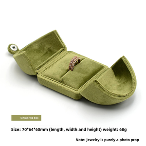 Fashion Green Square Simple Double-Door Printed Velvet Ring Earrings Pendant Bracelet Storage <strong>Jewelry</strong> <strong>Box</strong> for Women - Product Image 4