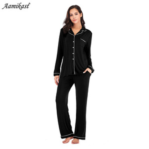 Vestiti vestiti da <span class=keywords><strong>donna</strong></span> con collo a V nuovi pantaloni a maniche lunghe modali in tinta unita per la primavera autunno MOQ MOQ 2 pz - Product Image 4