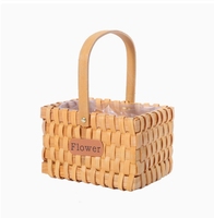 Panier de rangement multifonctionnel en bois naturel tressé à la main, design varié, pour fleurs et emballages cadeaux - Vente en gros