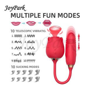 JoyPark <span class=keywords><strong>Amazon</strong></span> Rose Flower Suction Vibrator Telescopic Jump Egg Vibration Thrusting Dildo Vibrator Sex Toy Vendors for Couples - Product Image 5