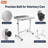 Carrito de Elevación Veterinario HEYI de Acero Inoxidable 304, Clase I, Manual, con Altura Ajustable, Ruedas Bloqueables, para Hospital Veterinario