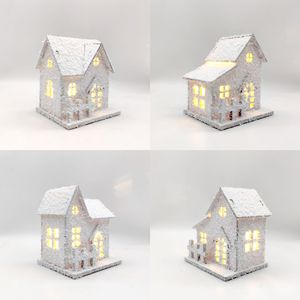 Uionen Light Up Wooden Snowflake House Cabin <b>Ornaments</b> Christmas Wooden Crafts Window Desktop Festive Home Decorations - Product Image 4