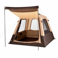 Tente de camping carrée imperméable 3 saisons pour 4/6/8 personnes, tente cabine gonflable automatique, installation facile, tube d'air en TPU, grandes fenêtres en maille