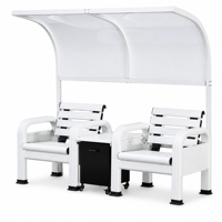 Banc de repos pour terrains de padel, pour clubs de padel et centres sportifs, sièges extérieurs au bord du terrain avec armoire de rangement, blanc