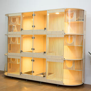 Maison d'élevage de meubles de chat d'affichage en bois de luxe intérieur personnalisé privé avec plate-forme jouant et dormant maison de Villa pour animaux de compagnie - Product Image 6