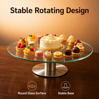 Drehbarer Kuchenständer aus gehärtetem Glas, runde Drehscheibe für Kuchen, Cupcakes und Desserts, ideal für Partys