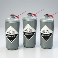 Origine Shandong. Bidons en acier laminé à froid de haute qualité de la marque HY, capacité 2,8 L, diamètre 13 cm/haut 31 cm, pour liquides d'extraction aurifère