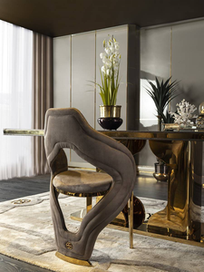 Elegantes Diseños de Muebles de Lujo Modernos Juego de Comedor para 8 Personas Mesa <span class=keywords><strong>Botega</strong></span> Dorada - Product Image 2