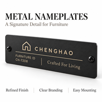 Plaque de mobilier en aluminium noir mat gravée avec logo personnalisé, plaque signalétique métallique pour commode et armoire, identification de marque