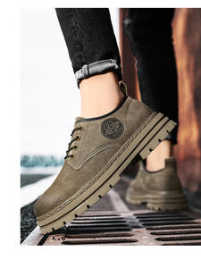 Nouvelles bottes Chukka style moderne, modèle homme, collection printemps-automne. Bottes mi-mollet en cuir véritable rétro britanniques, bottes de travail à tige haute. - Product Image 5