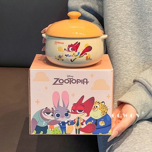Tazón de Cerámica para <span class=keywords><strong>Huevos</strong></span> <span class=keywords><strong>al</strong></span> Vapor con Tapa, Diseño Lindo de Judy y Nick de Zootopia, Apto para <span class=keywords><strong>Microondas</strong></span>, Regalo de Inauguración de Casa - Product Image 3
