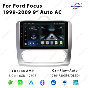 BAIDAYU Schermo Touch da 9 Pollici per <span class=keywords><strong>Auto</strong></span> con GPS, USB, CarPlay, Android <span class=keywords><strong>Auto</strong></span>, Assistenza al Parcheggio, Display IPS per Ford <span class=keywords><strong>Focus</strong></span> 1999-2009 con Aria Condizionata Automatica - Product Image 3