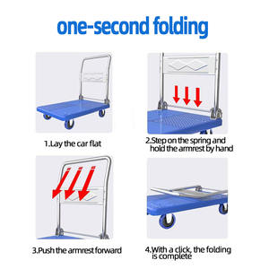 Beban plastik pekerjaan berat Flatbed Push <span class=keywords><strong>Cart</strong></span> <span class=keywords><strong>Dolly</strong></span> lipat Platform troli tangan - Product Image 4