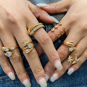 Anillo de Acero Inoxidable Europeo y Americano con Circonita, Diseño de Nicho para Mujer, No se Destiñe, Joyería de Titanio, Anillos Transfronterizos - Product Image 2