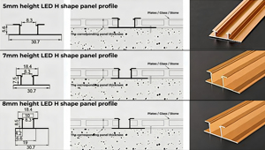 <span class=keywords><strong>Profil</strong></span>é mural en aluminium pour panneau LED, pour placage bois, Hero Metal, en forme de <span class=keywords><strong>H</strong></span>, pour décoration, bande lumineuse fine, bordure de carrelage - Product Image 4
