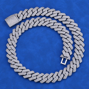 Premium Grade Hip Hop <b>Iced</b> <b>Out</b> Moissanite Cuban <b>Chain</b> 925 Sterling Silver Custom Miami Cuban Link Necklace VVS1 GRA Tester Pass - Product Image 3