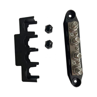Bloc de bornes automobile noir 250A pour distribution d'énergie 48V CC, barre omnibus M8 de 5/16'' avec 4 goujons et contacts en cuivre et acier inoxydable
