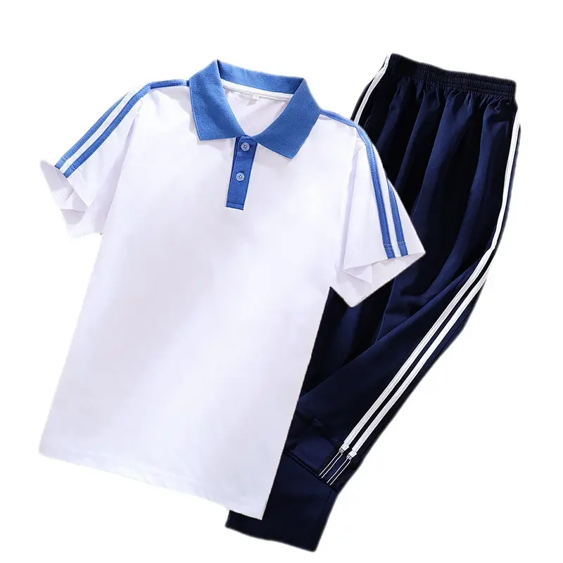 Zhengxing Oem Schooluniformen Sets Zomer Trainingspakken T-Shirt Broek Custom Basisschool Middelbare School Team Badge