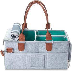Boîte de rangement Organisateur de couches pour bébé Organisateur de couches portable pour <span class=keywords><strong>table</strong></span> <span class=keywords><strong>à</strong></span> <span class=keywords><strong>langer</strong></span>-Gris avec couvercle Rangement des couches - Product Image 1