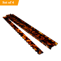 Set Rak Mahjong Cangkang Kura-kura 19"20" dengan Penekan Lucite Magnetik, Penekan Scallop, Rak Mahjong Amerika Cangkang Kura-kura