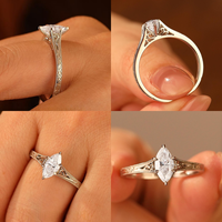 0,5-3 Karat Marquise-Schliff Vintage Filigran Solitär IGI-Zertifizierter CVD/HPHT Labor-Gezüchteter Diamant-Verlobungsring 10K/14K/18K Massivgold
