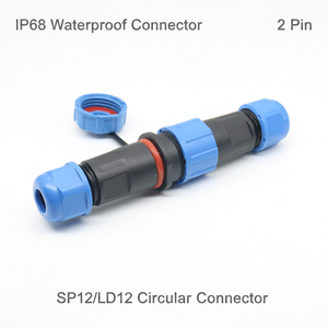 SP12/LD12 IP68 Waterdichte Connector <span class=keywords><strong>2</strong></span>-pins Nylon Messing Soldeerloze Mannelijke Vrouwelijke Circulaire Connector - Product Image 1
