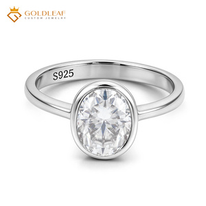 Anillo de Plata de Ley Chapado en Oro con Moissanita de Corte Ovalado para Mujer, Certificado por Terceros, para Uso Diario o Bodas - Product Image 1