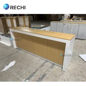 RECHI Mobile Phone Store Design Display Furniture Cell Phone Wooden Retail Display Counter Table Against Wall For Store Decor