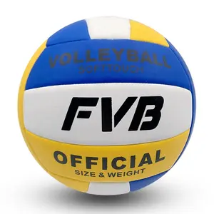 FVB bola voli klasik biru putih kuning ukuran 5 mesin jahit bola voli voleibol No 5