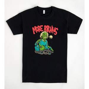 Maglietta More Brains Zombie nera unisex per adulti taglia media con grafica horror - Product Image 1