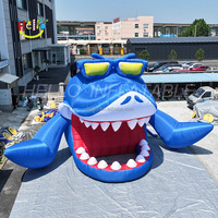 Bar gonflable géant à requins Décoration de piscine de plage d'été Scène de DJ gonflable pour publicité de carnaval